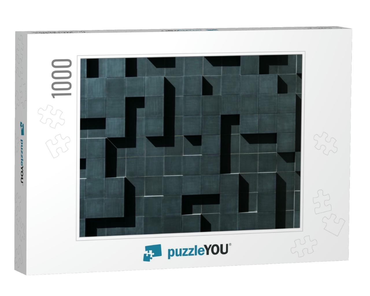 Black, tetrominos Like, Wall Made Up of Geometric Shapes. Int... Jigsaw Puzzle with 1000 pieces