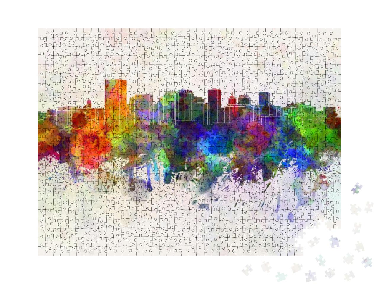 Richmond Skyline in Watercolor Background... Jigsaw Puzzle with 1000 pieces