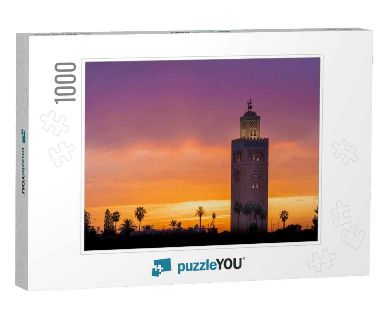 Koutoubia Mosque in Marrakech Morocco with a Beautiful Pu... Jigsaw Puzzle with 1000 pieces