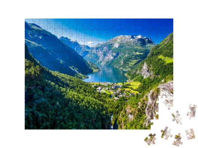 View of Geirangerfjord in Norway, Europe... Jigsaw Puzzle with 200 pieces