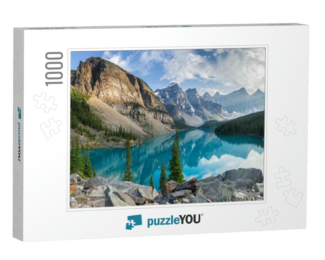 Moraine Lake with the Rocky Mountains Panorama in the Ban... Jigsaw Puzzle with 1000 pieces