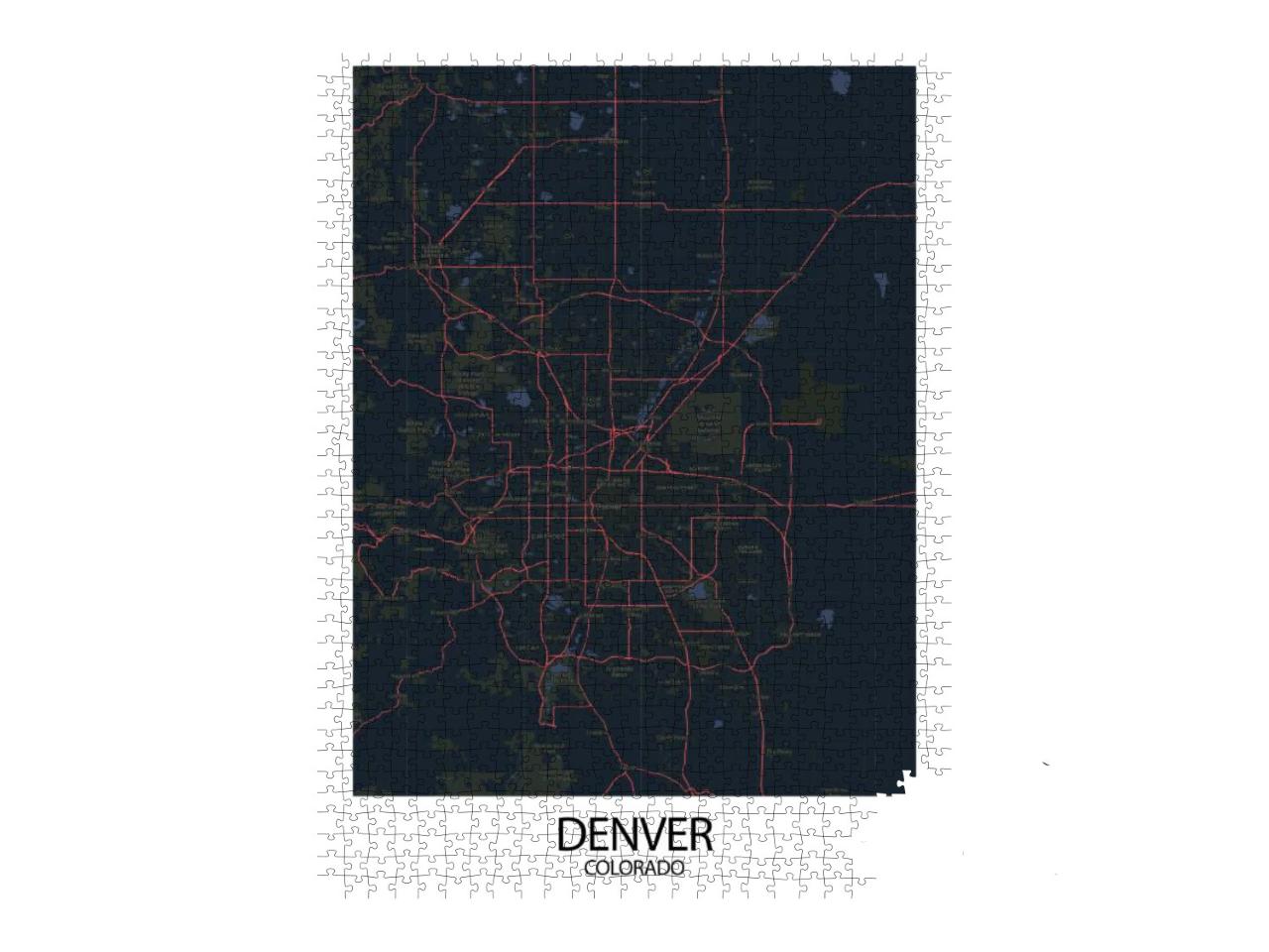 Poster Denver - Colorado Map. Road Map. Illustration of D... Jigsaw Puzzle with 1000 pieces