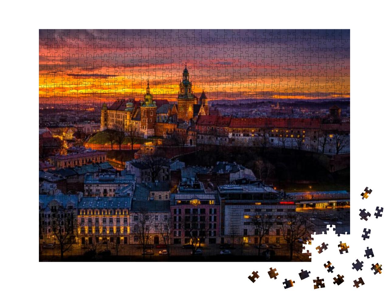 Wawel Castle At Dawn, Cracow, Poland... Jigsaw Puzzle with 1000 pieces