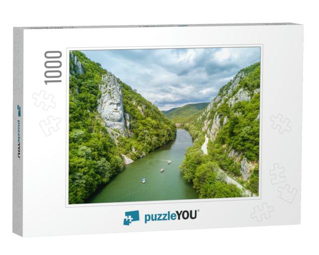 Decebal Head Sculpted in Rock, Danube Gorges Cazanele Dun... Jigsaw Puzzle with 1000 pieces