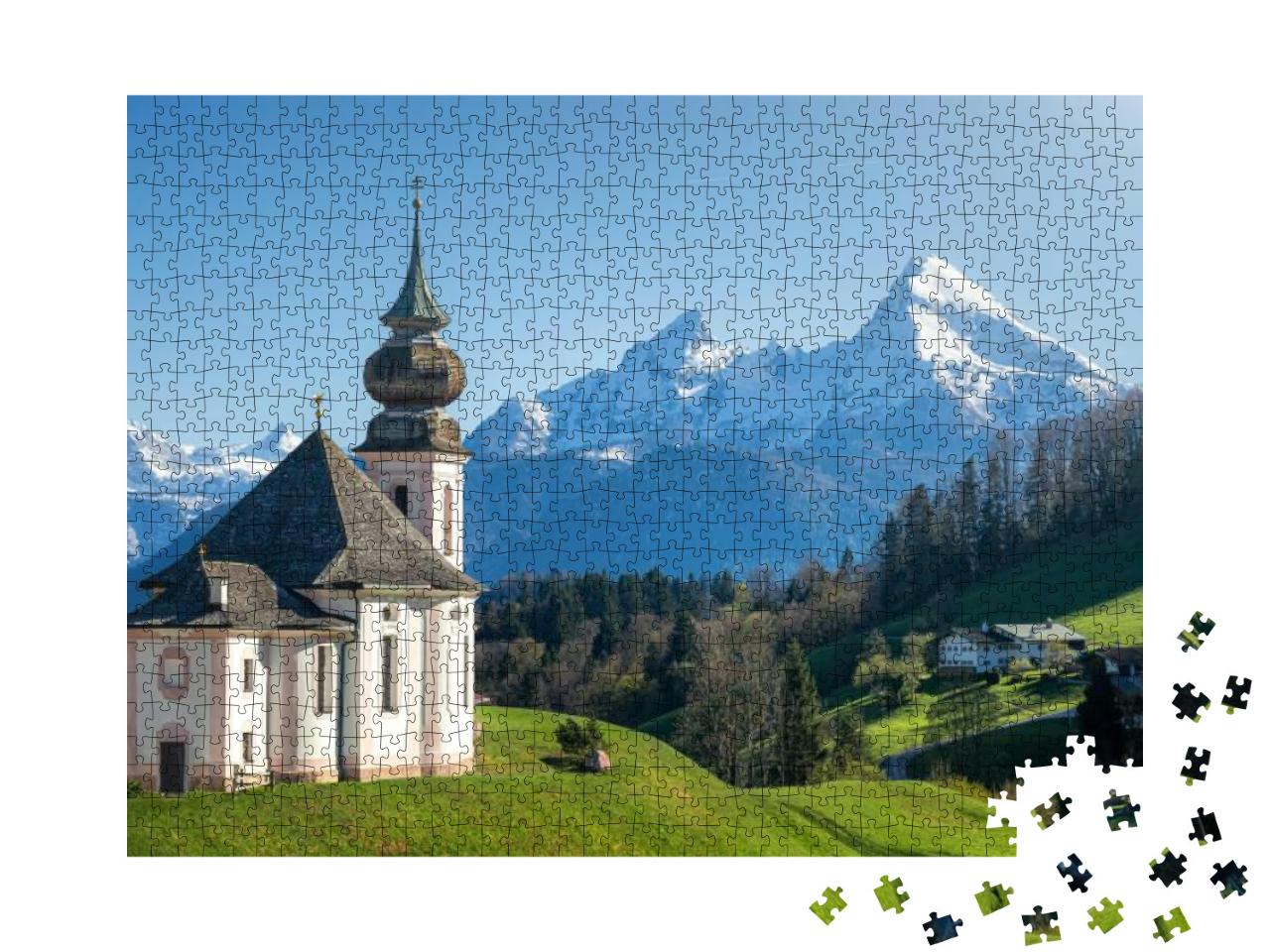 Classic Panoramic View of Scenic Snow-Capped Watzmann Mou... Jigsaw Puzzle with 1000 pieces