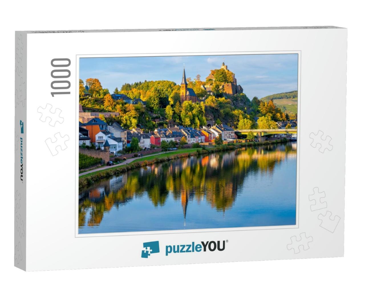 Medieval Saarburg Town Reflecting in Saar River on a Sunn... Jigsaw Puzzle with 1000 pieces