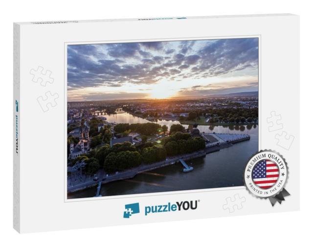Sunset in Koblenz City Germany Historic Monument German C... Jigsaw Puzzle