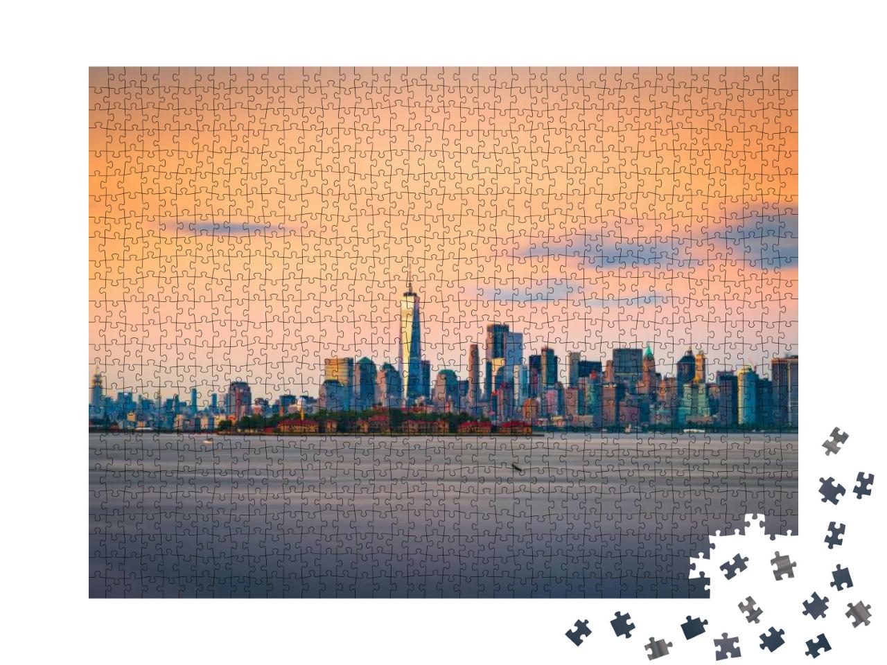 New York, New York, USA Skyline from the Harbor with Ellis... Jigsaw Puzzle with 1000 pieces
