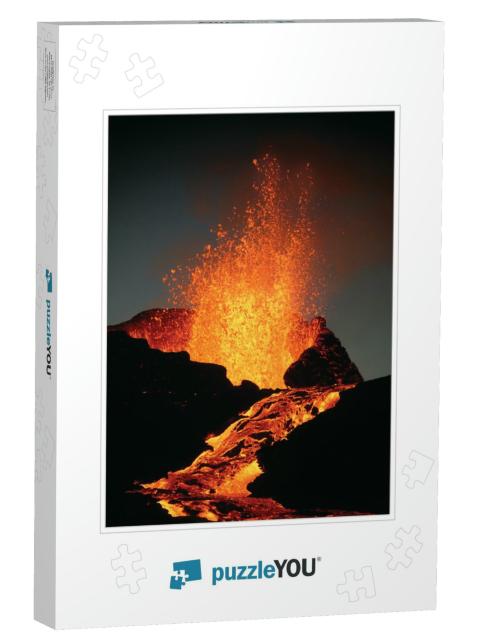 Lava Boiling Out of the Kilauea Volcano Stock Photo... Jigsaw Puzzle