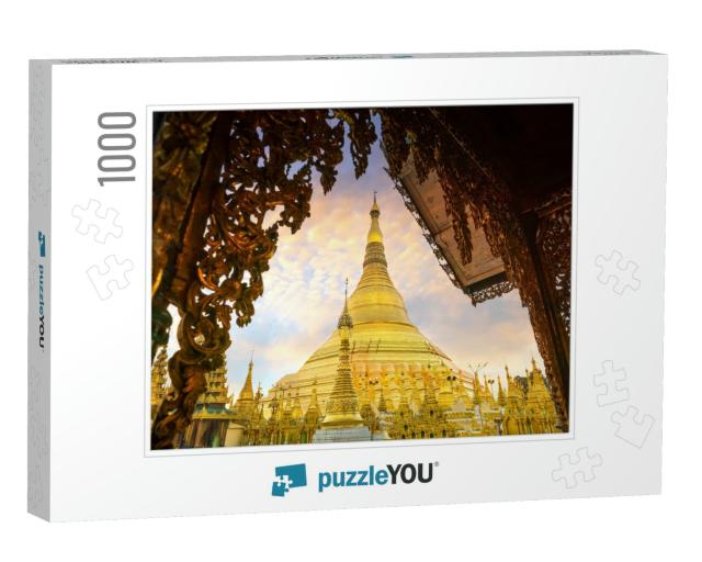 Shwedagon Pagoda in Yangon, Myanmar At Sunset... Jigsaw Puzzle with 1000 pieces
