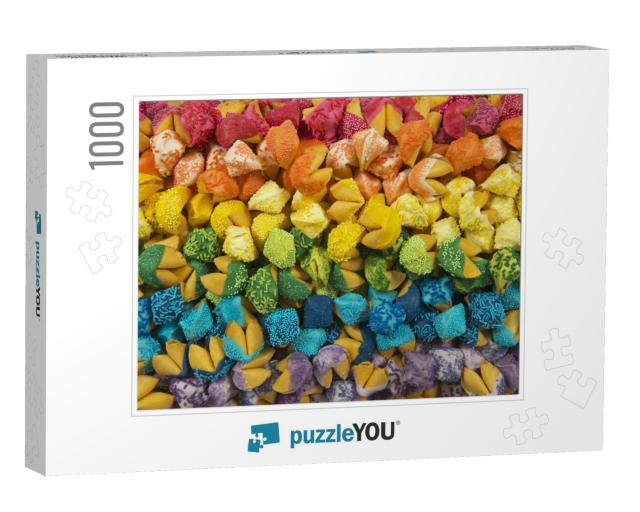 Rainbow Fortune Cookies Photo Collage Jigsaw Puzzle with 1000 pieces