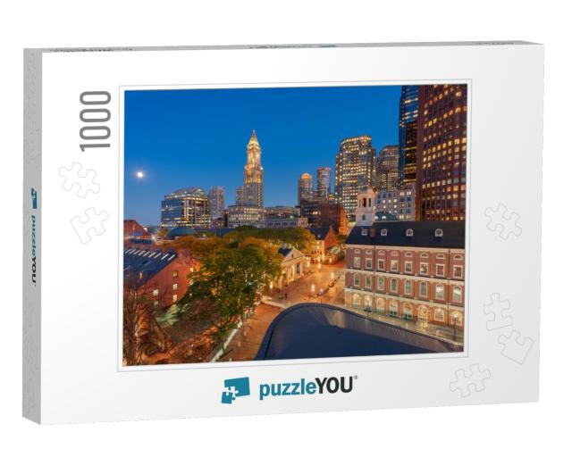 Boston, Massachusetts, USA Skyline with Faneuil Hall & Qui... Jigsaw Puzzle with 1000 pieces