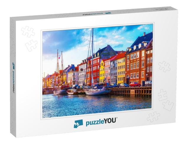 Scenic Summer Sunset View of Nyhavn Pier with Color Build... Jigsaw Puzzle