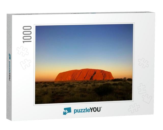 Uluru Ayers Rock by Sunset. Evening Dark Blue Sky with Na... Jigsaw Puzzle with 1000 pieces