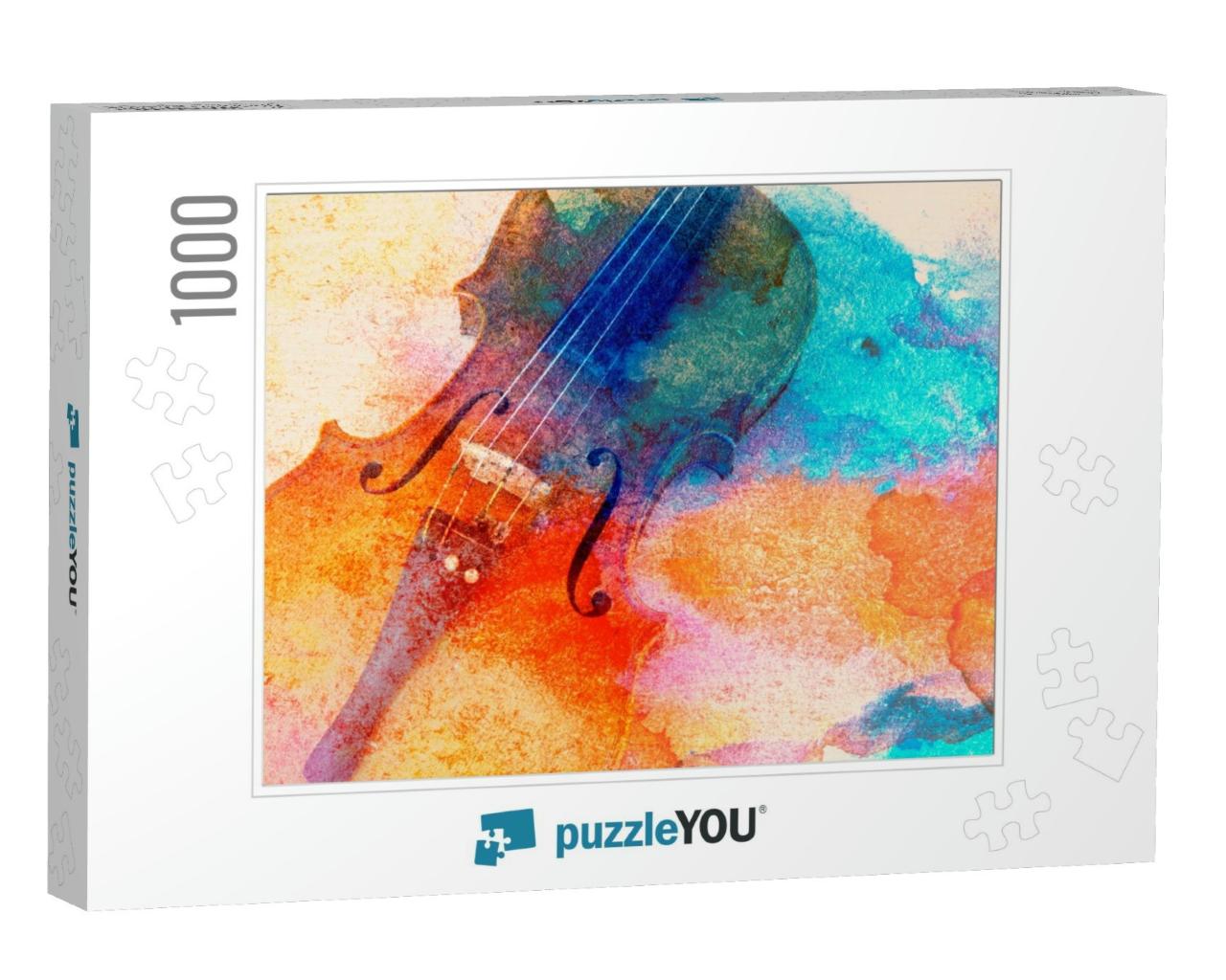 Abstract Violin Background - Violin Lying on the Table, M... Jigsaw Puzzle with 1000 pieces