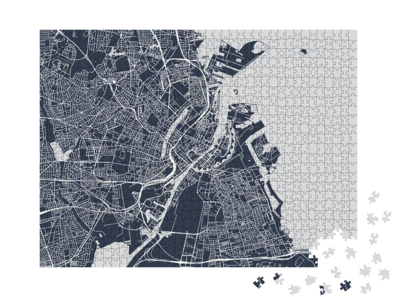 Vector Map of the City of Copenhagen, Denmark... Jigsaw Puzzle with 1000 pieces