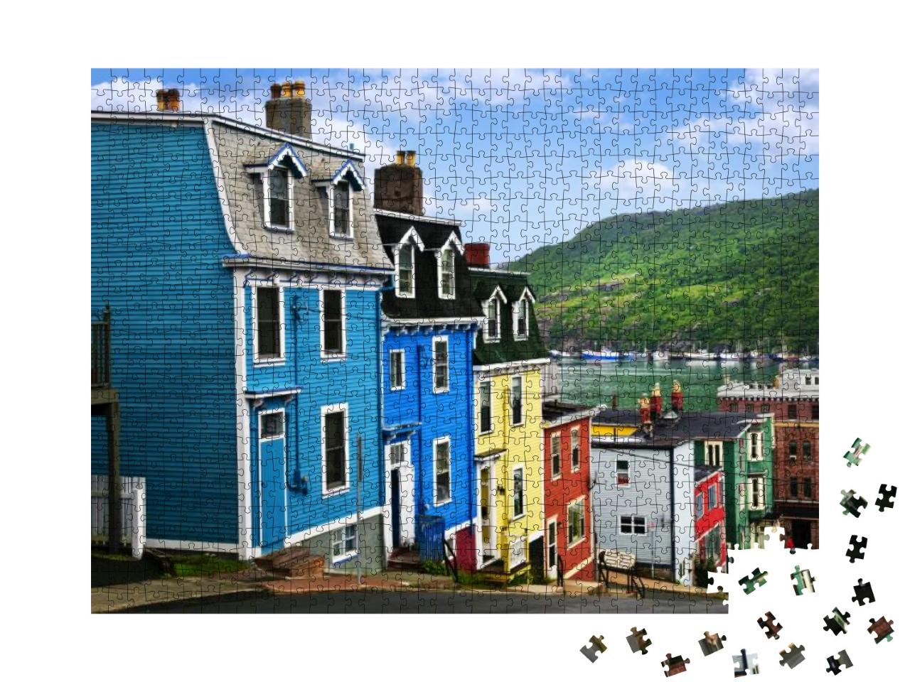 Street with Colorful Houses Near Ocean in St. Johns, Newf... Jigsaw Puzzle with 1000 pieces