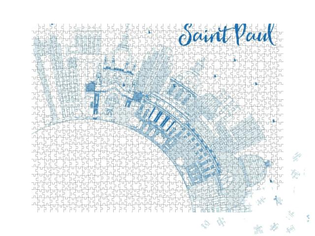 Outline Saint Paul Minnesota City Skyline with Blue Build... Jigsaw Puzzle with 1000 pieces