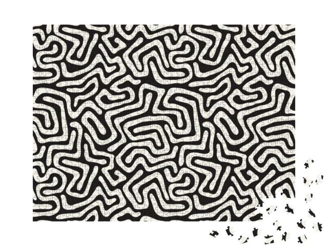 Seamless Pattern with Maze. Monochrome Abstract Backgroun... Jigsaw Puzzle with 1000 pieces