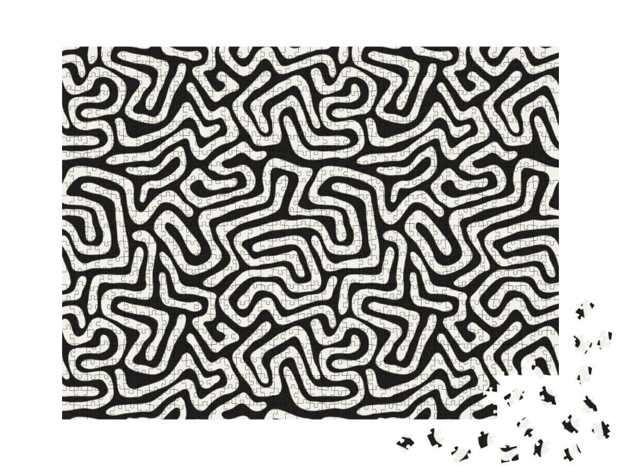 Seamless Pattern with Maze. Monochrome Abstract Backgroun... Jigsaw Puzzle with 1000 pieces