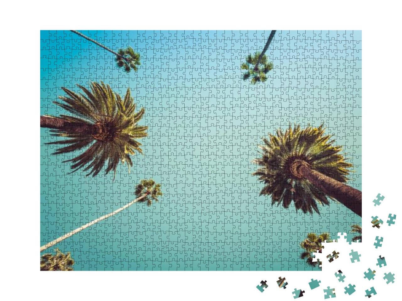 Redeo Los Angeles Vintage Palm Trees Vintage - Clear Summ... Jigsaw Puzzle with 1000 pieces
