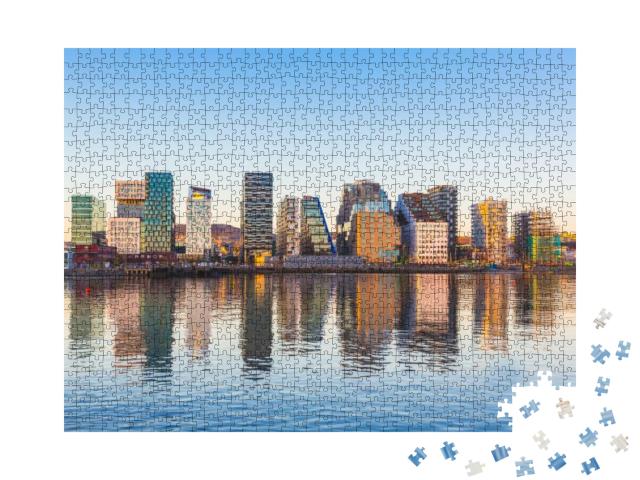 Modern Buildings in Oslo, Norway, with Their Reflection I... Jigsaw Puzzle with 1000 pieces