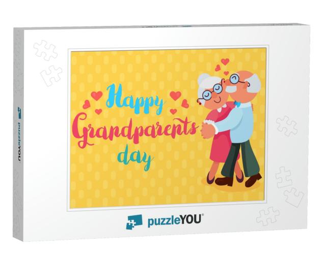 Happy Grandparents Day Greeting Banner with Dancing... Jigsaw Puzzle