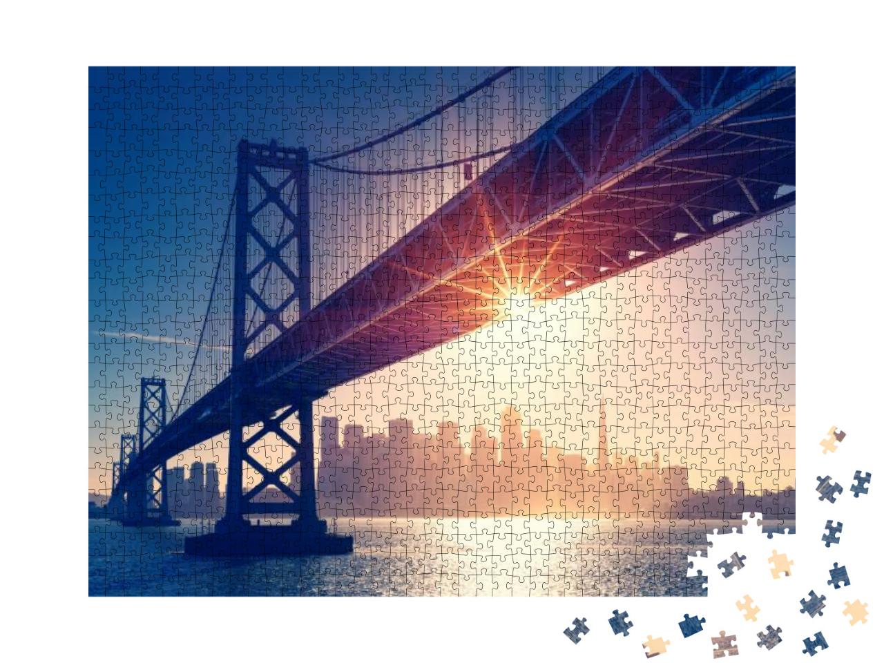 San Francisco Skyline Retro View. America Spirit - Califo... Jigsaw Puzzle with 1000 pieces