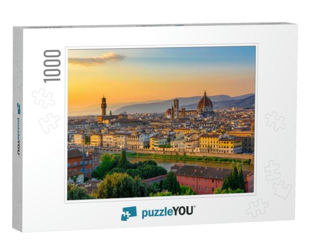 Sunset View of Florence, Palazzo Vecchio & Florence Duomo... Jigsaw Puzzle with 1000 pieces