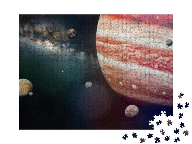Planet Jupiter with Some of the 69 Known Moons with the M... Jigsaw Puzzle with 1000 pieces