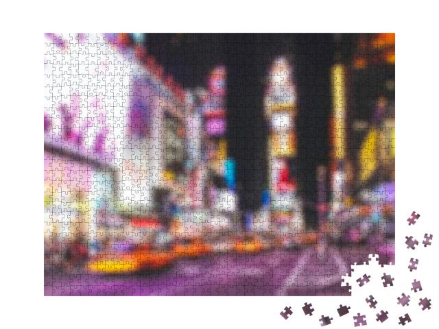 Blurred Background Time Square New York City At Night wit... Jigsaw Puzzle with 1000 pieces