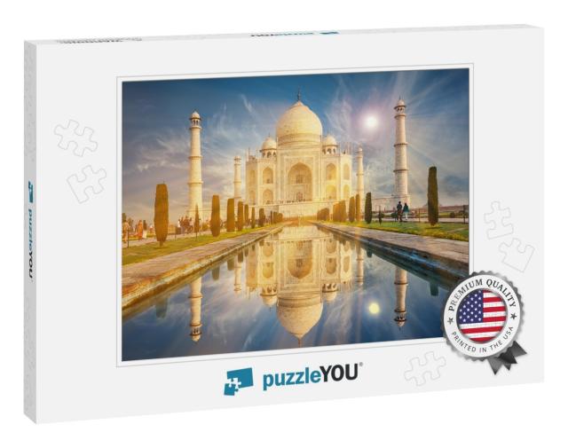 The Taj Mahal is an Ivory-White Marble Mausoleum on the S... Jigsaw Puzzle
