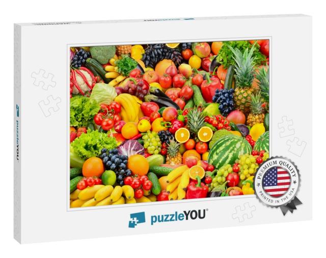 Assorted Fresh Ripe Fruits & Vegetables. Food Concept Bac... Jigsaw Puzzle