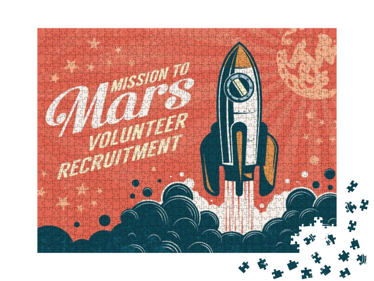 Mission to Mars - Poster in Retro Vintage Style with Rock... Jigsaw Puzzle with 1000 pieces