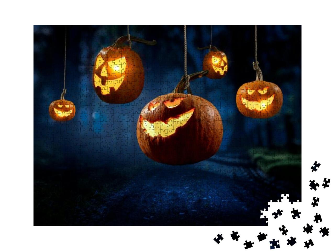 Halloween Design with Pumpkins. Mixed Media... Jigsaw Puzzle with 1000 pieces
