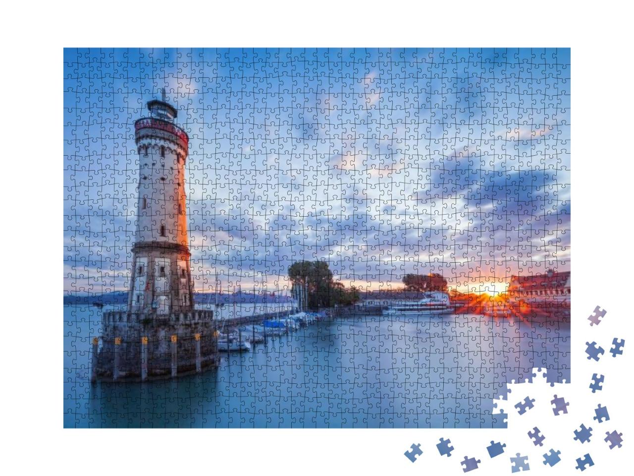 Lindau, Germany - Lighthouse At Port of Lindau Harbor, La... Jigsaw Puzzle with 1000 pieces
