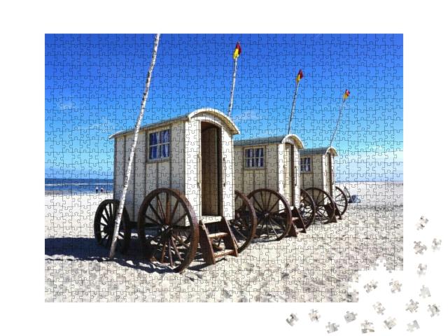 Bathing Machine/Bathing Coach At Norderney, Germany... Jigsaw Puzzle with 1000 pieces