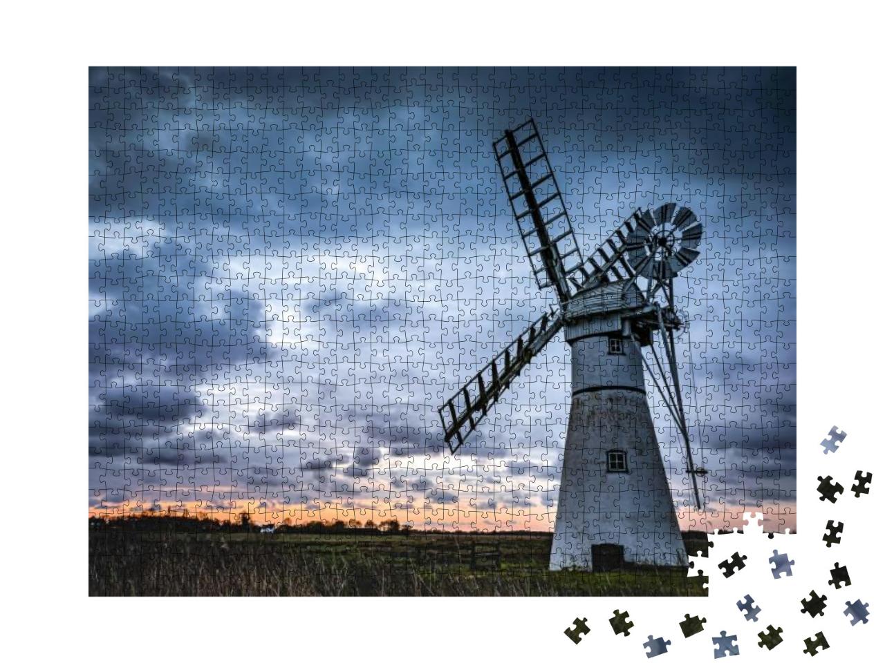 A Mill in a Field Against the Background of Sunset. Sunse... Jigsaw Puzzle with 1000 pieces