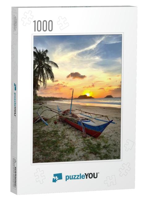 Sunset At Nacpan Beach, Palawan Island, Philippines... Jigsaw Puzzle with 1000 pieces