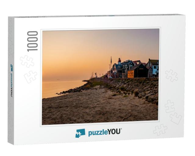 Urk Lighthouse During Sunset At Night, Evening Dus Over U... Jigsaw Puzzle with 1000 pieces