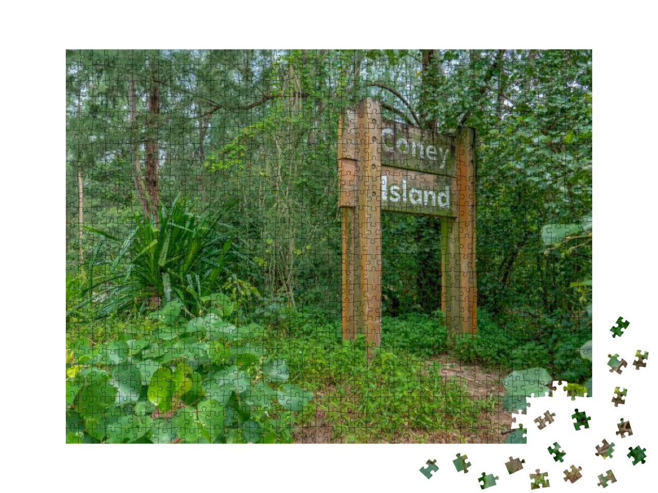 Singapore - July 15, 2018 Sign in the Jungle. Coney Islan... Jigsaw Puzzle with 1000 pieces