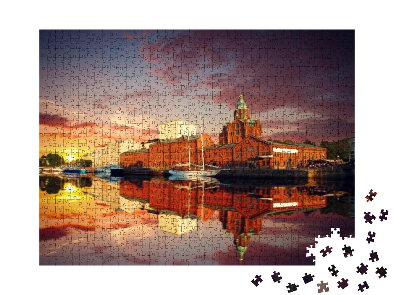 Embankment in Helsinki At Summer Evening, Finland. Uspens... Jigsaw Puzzle with 1000 pieces