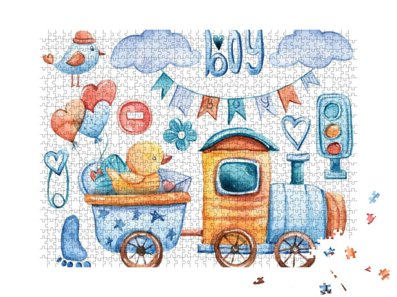 Watercolor R Kids Collection. Its a Boy Set. Cute C... Jigsaw Puzzle with 1000 pieces