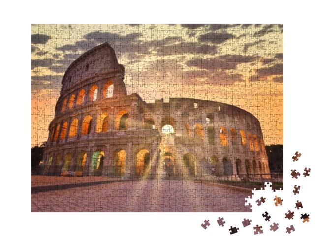 Night View of Colosseum in Rome, Italy. Rome Architecture... Jigsaw Puzzle with 1000 pieces