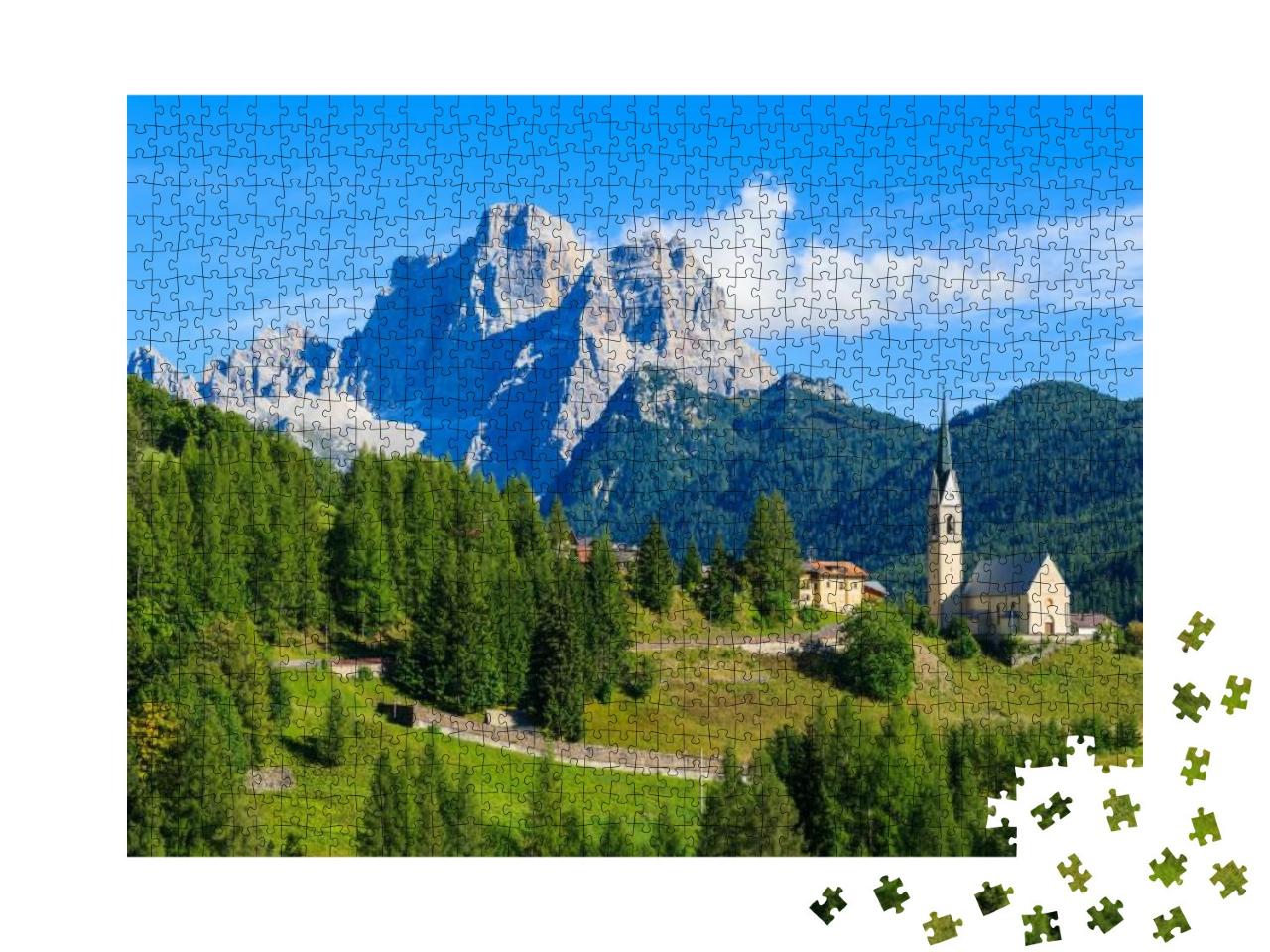 Church on Top of Hill in Village of Pian Near Selva Di Ca... Jigsaw Puzzle with 1000 pieces
