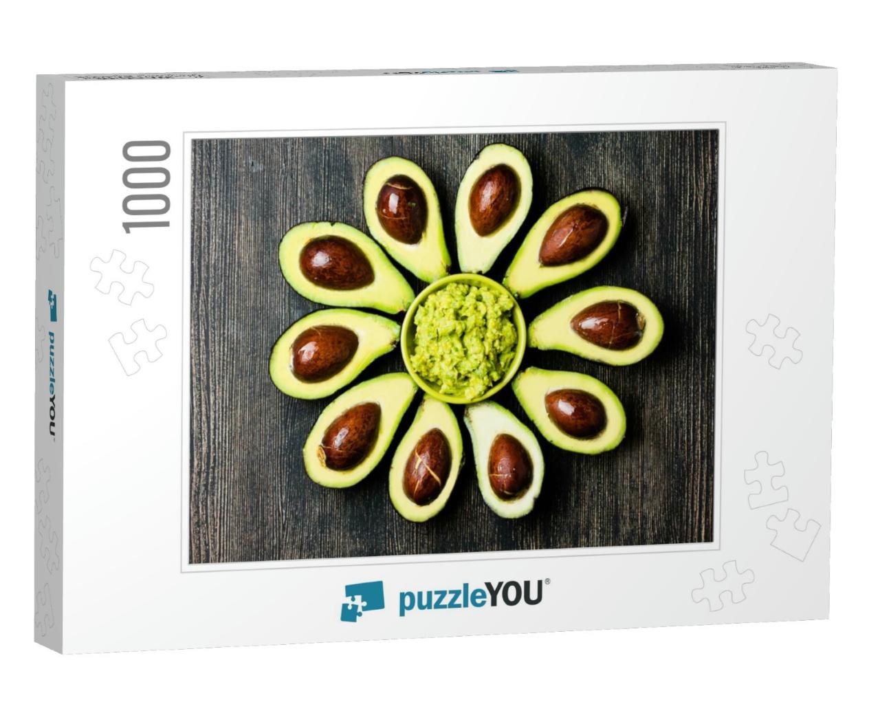 Avocado. Flower Made from Avocado Palta & Guacamole Bowl... Jigsaw Puzzle with 1000 pieces