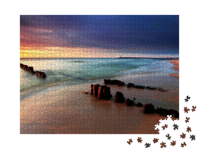 Baltic Sea At Beautiful Sunrise in Poland Beach... Jigsaw Puzzle with 1000 pieces