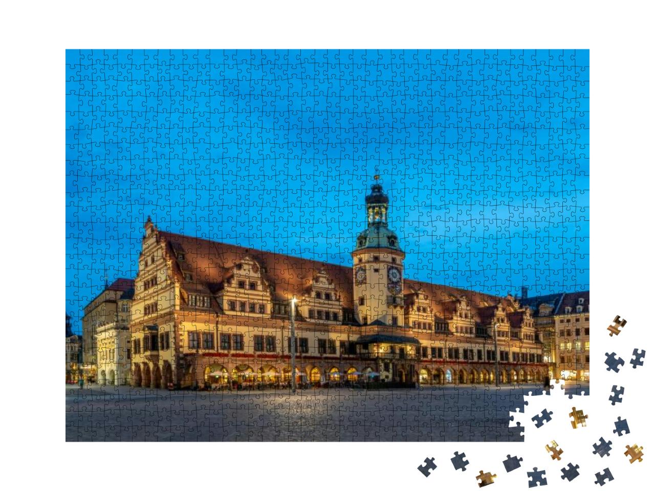 Old Town Hall At Blue Hour, Leipzig, Germany... Jigsaw Puzzle with 1000 pieces