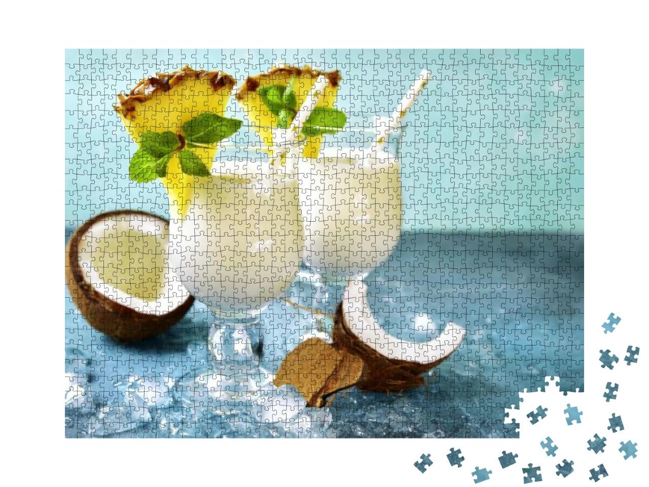 Traditional Caribbean Cocktail Pina Colada in a Glasses o... Jigsaw Puzzle with 1000 pieces