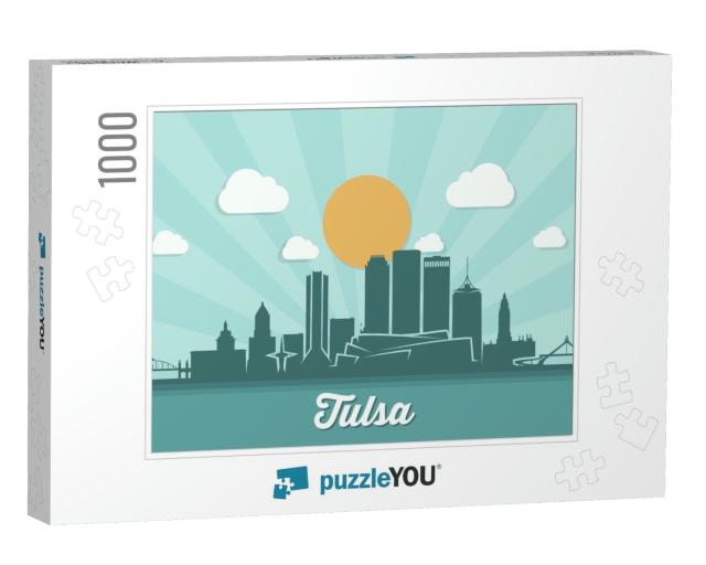Tulsa Skyline - Tulsa - Vector Illustration... Jigsaw Puzzle with 1000 pieces